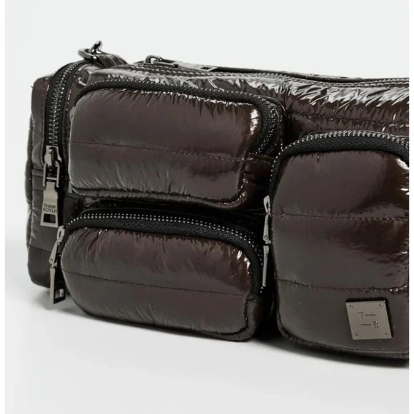 THINK ROYLN Glossy Dark Brown Shoulder Bag. NWOT - Picture 2 of 4